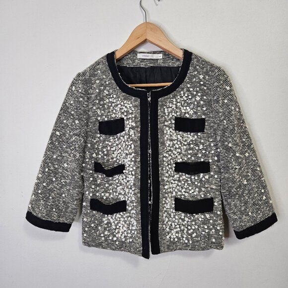 Vanessa Bruno Tweed Jacket Sz L Sequins Embellished Feminine Parisian - Picture 1 of 12